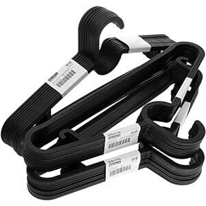 Ikea SPRUTTIG Lightweight Clothes Hangers, Black, Plastic- Set of 30